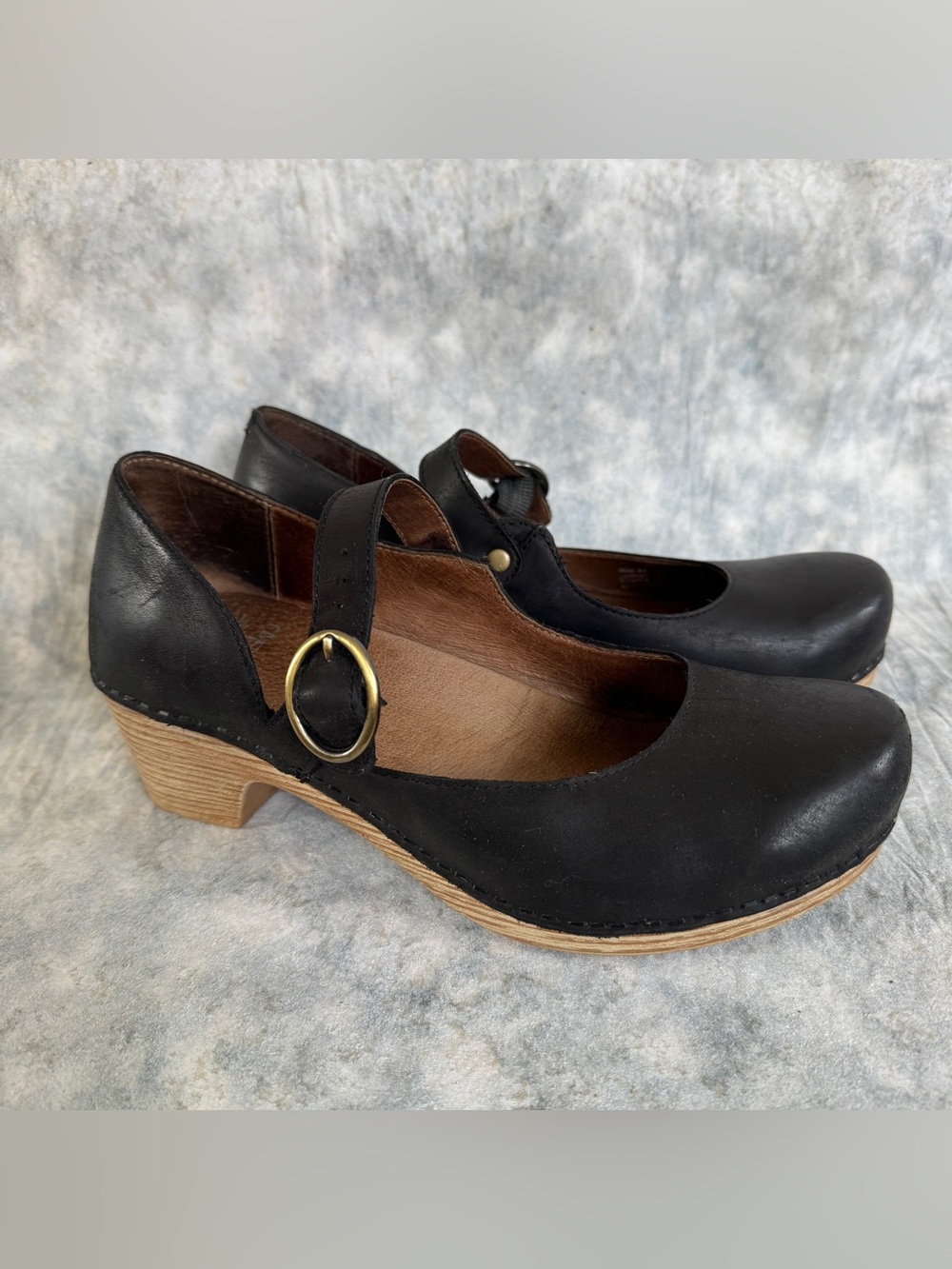 Dansko Black Leather Mary Janes - 37